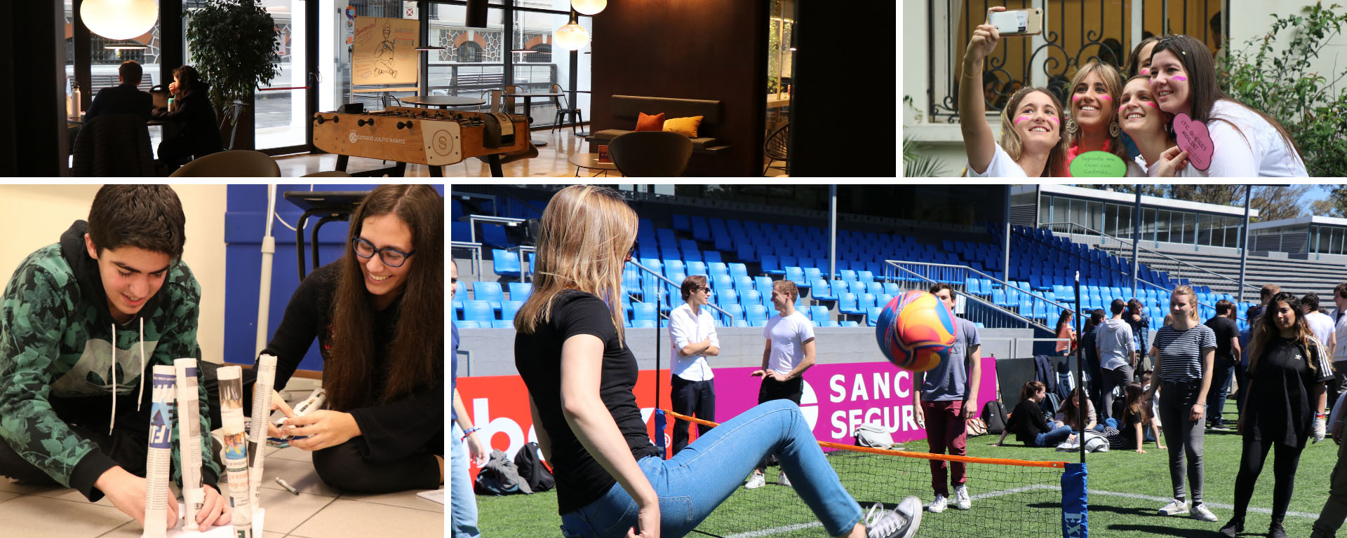 En la edición de este año, los estudiantes podrán competir en distintas actividades. Estudiantes en distintas situaciones: competencias y charlando.