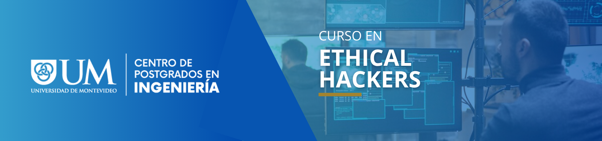 Curso en Ethical Hackers. Aparece una persona trabajando en su computadora