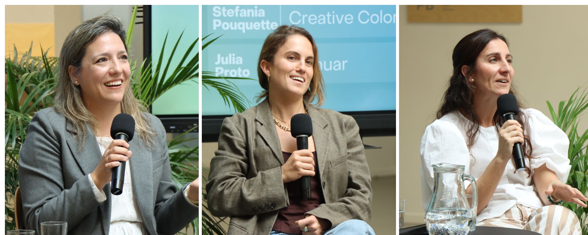 Stefania Pouquette (Creative Color Labs), Julia Proto (Manuar) y Rosina Kiriakidis Regent (Sacro Destilados)