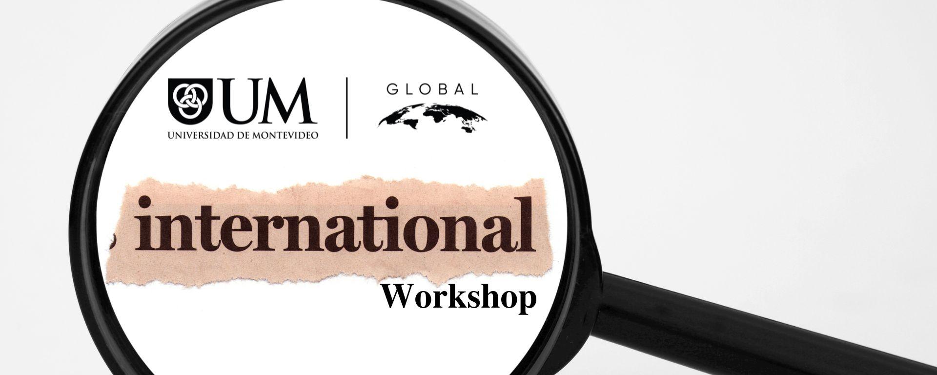 Portada: lupa con palabras workshop internacional